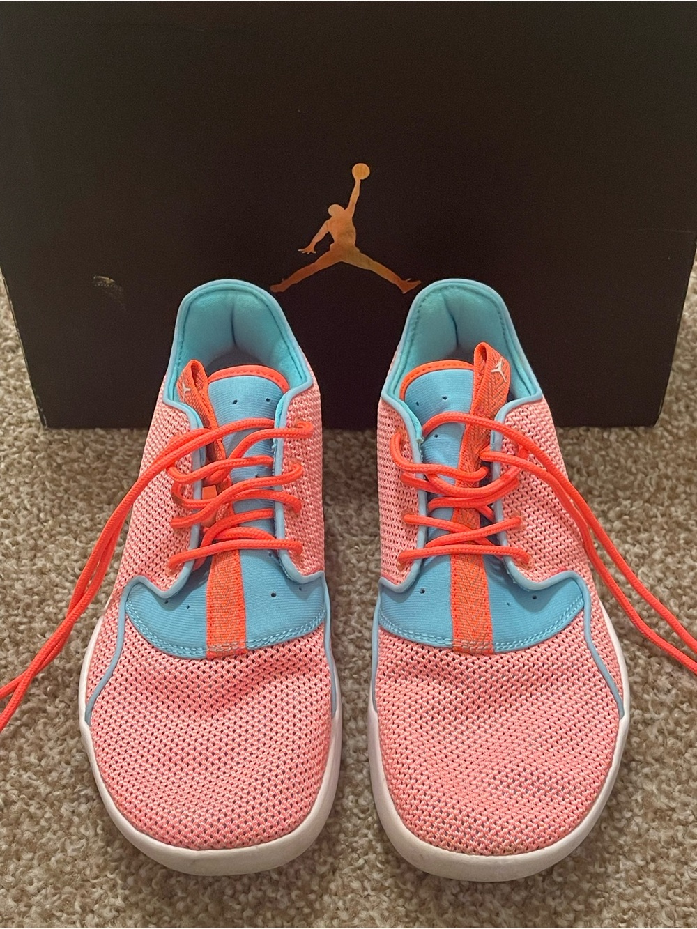 Jordan Low-Top Sneakers in Coral Pink, Aqua & Bright Orange